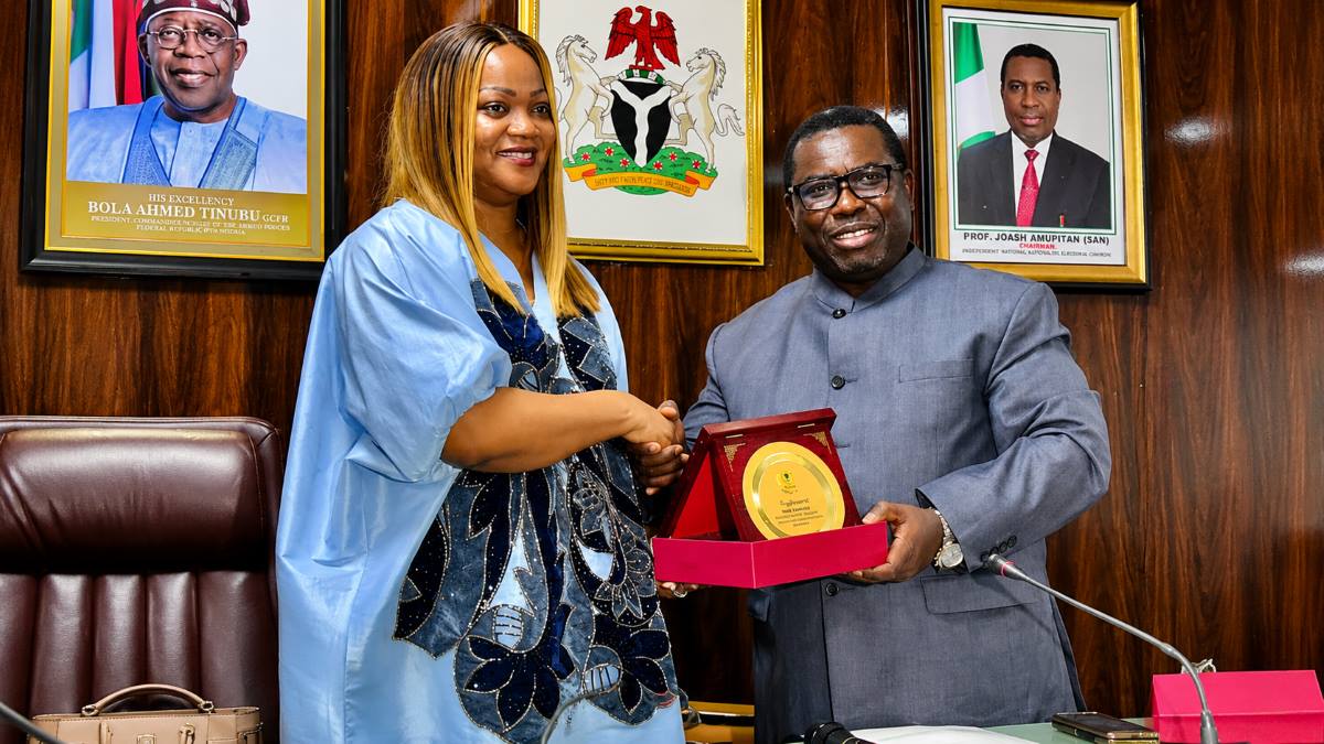 INEC NIMC Digital Alliance meeting between Abisoye Coker-Odusote and Prof. Joash Amupitan in Abuja.